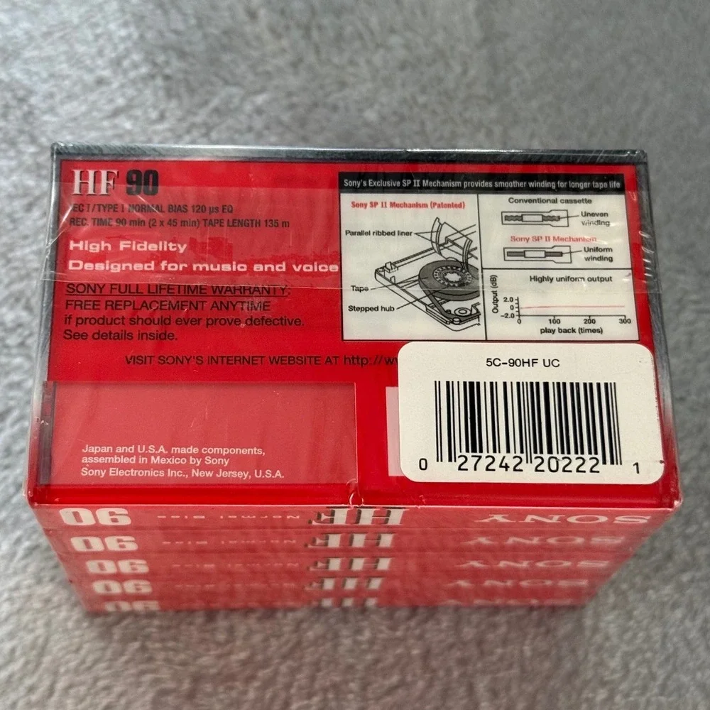 Sony HF 90 High Fidelity Audio Cassette Tapes 5-Pack Sealed Normal‎ Bias